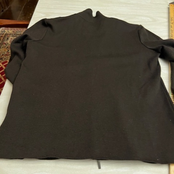 Dana Buchman deep brown leather front sweater jacket 12 never worn - Picture 8 of 9